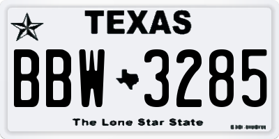 TX license plate BBW3285