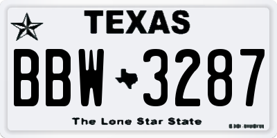 TX license plate BBW3287