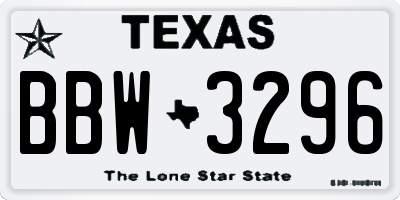 TX license plate BBW3296