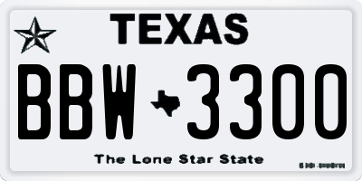 TX license plate BBW3300