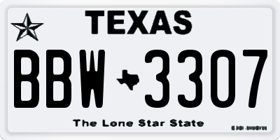 TX license plate BBW3307
