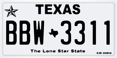 TX license plate BBW3311