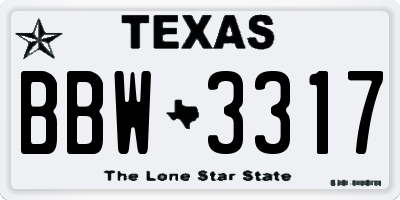 TX license plate BBW3317