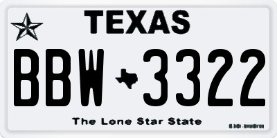TX license plate BBW3322