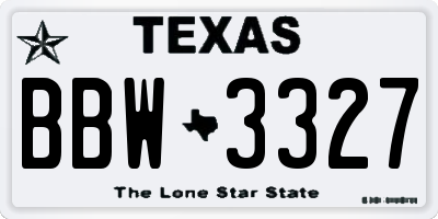 TX license plate BBW3327