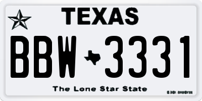 TX license plate BBW3331
