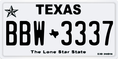 TX license plate BBW3337
