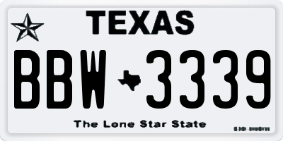 TX license plate BBW3339