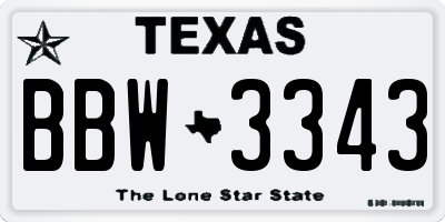 TX license plate BBW3343