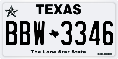 TX license plate BBW3346