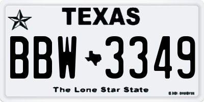 TX license plate BBW3349