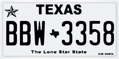 TX license plate BBW3358