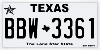 TX license plate BBW3361