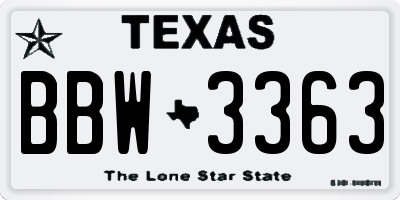 TX license plate BBW3363
