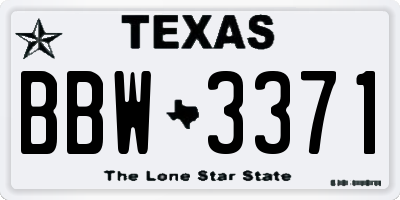TX license plate BBW3371