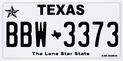 TX license plate BBW3373