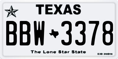 TX license plate BBW3378