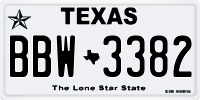 TX license plate BBW3382