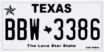 TX license plate BBW3386