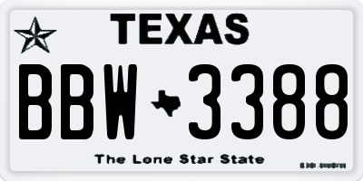 TX license plate BBW3388