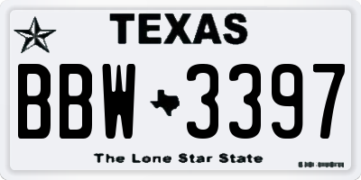 TX license plate BBW3397