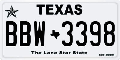 TX license plate BBW3398