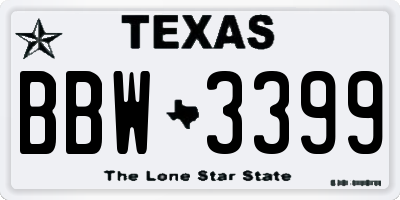 TX license plate BBW3399
