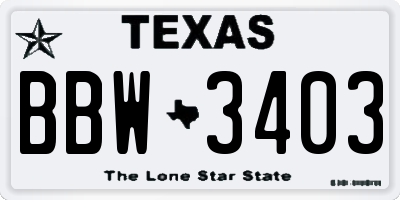 TX license plate BBW3403