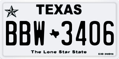 TX license plate BBW3406