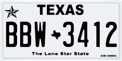 TX license plate BBW3412