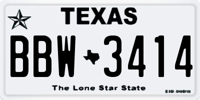 TX license plate BBW3414