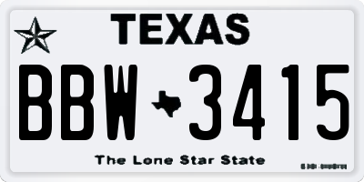 TX license plate BBW3415