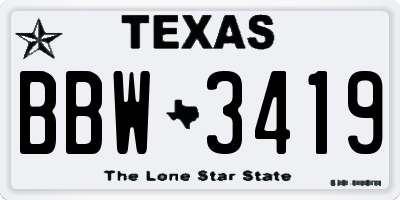 TX license plate BBW3419