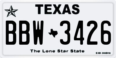 TX license plate BBW3426