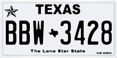 TX license plate BBW3428