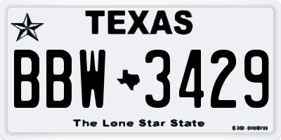 TX license plate BBW3429