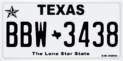 TX license plate BBW3438