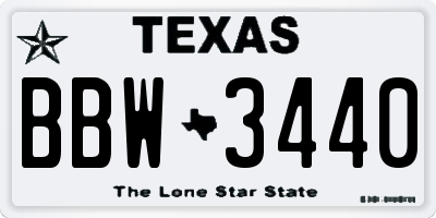 TX license plate BBW3440
