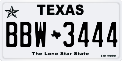 TX license plate BBW3444