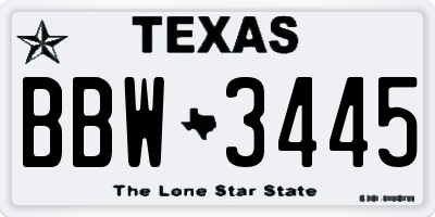 TX license plate BBW3445
