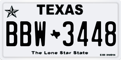 TX license plate BBW3448