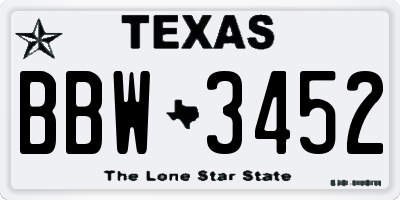 TX license plate BBW3452
