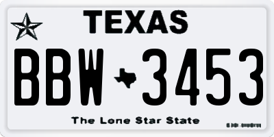 TX license plate BBW3453