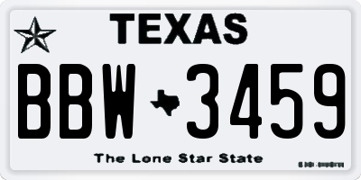 TX license plate BBW3459