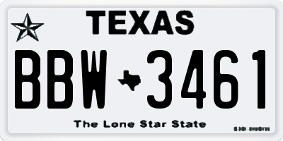 TX license plate BBW3461