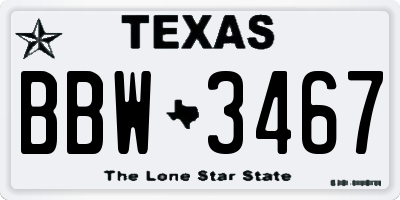 TX license plate BBW3467
