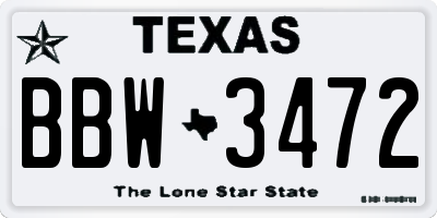 TX license plate BBW3472