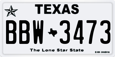 TX license plate BBW3473