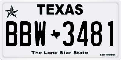 TX license plate BBW3481