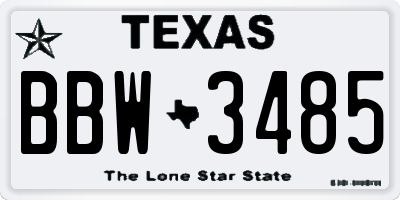 TX license plate BBW3485